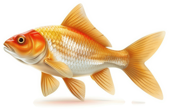 Vibrant golden fish in profile view. png