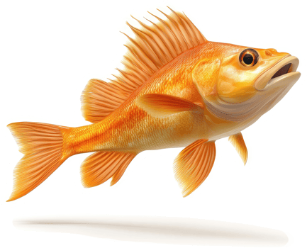 Ornate orange fish leaping in a vibrant display. png