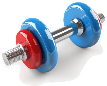 Two-toned dumbbell isolated on a white background. png
