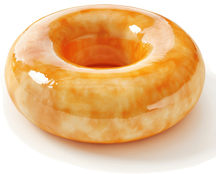Glazed donut with a marbled orange-yellow icing. png