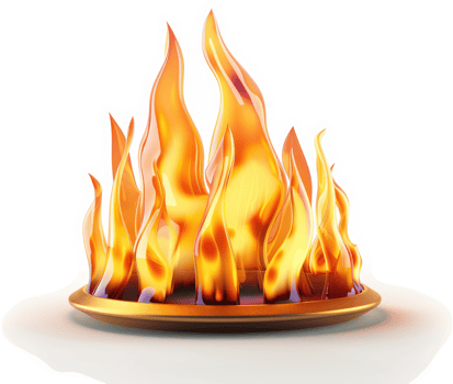 Golden flames rising from a decorative dish. png