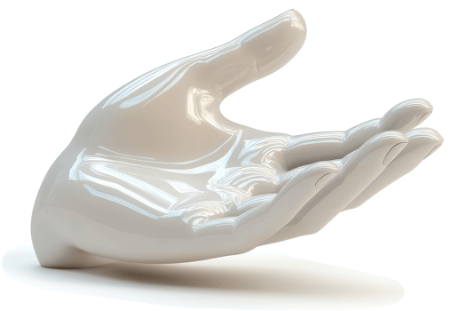 Ceramic hand outstretched in a gesture of giving. png