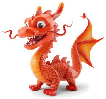 Smiling orange cartoon dragon figurine. png