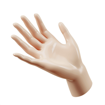 Realistic pale beige plastic mannequin hand. png