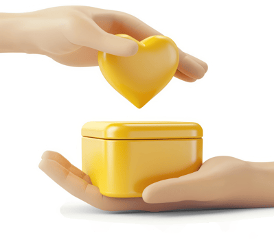 Giving a golden heart-shaped gift. png