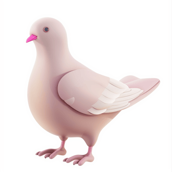 Pink dove presented in a 3d cartoon style. png