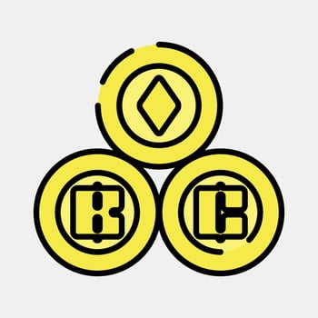 Icon crypto currency. Cashless society elements. Icon in filled line style. vector