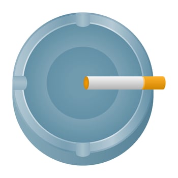 Cigarette Ashtray on White Background. Cigarette Ashtray Icon. Cancer Starter Kit. vector