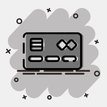 Icon debit card. Cashless society elements. Icon in comic style. vector