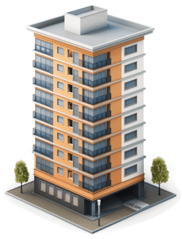 Multi-story apartment building illustration. png