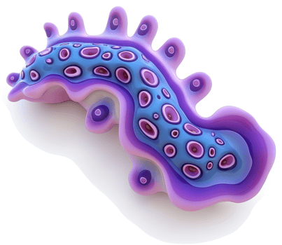 Colorful, stylized depiction of a sea slug. png