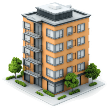 Urban apartment building facade illustration. png