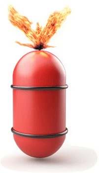 Fiery red capsule, erupting with flames. png