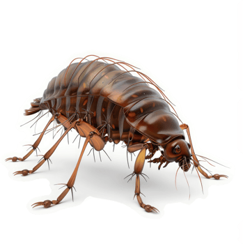 Detailed illustration of a flat, segmented insect. png
