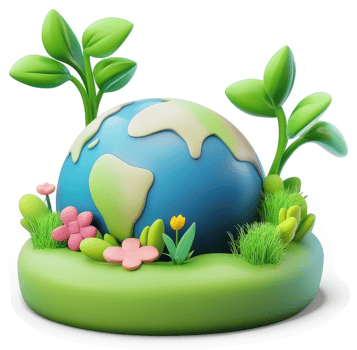 Earth surrounded by flora, a symbol of environmental care. png