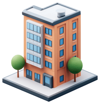 Isometric illustration of a multi-story office building. png