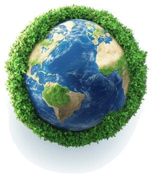 Verdant ring encircles the globe, symbolizing global environmentalism. png