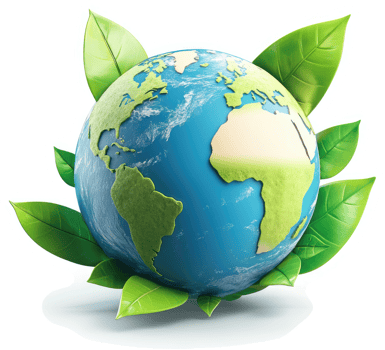 Sustainable earth, embraced by flourishing greenery. png