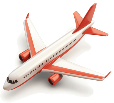 Colorful toy airplane model, viewed from above. png