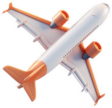Colorful airplane illustration, top-down view. png