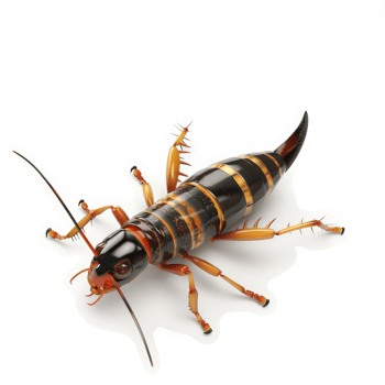 Detailed view of a striped insect with long legs. png
