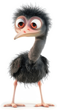 Animated depiction of a young ostrich. png