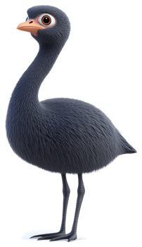 Cartoonish representation of a grey bird. png