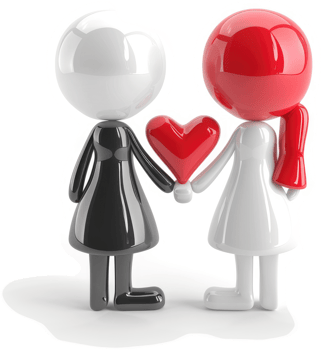 Affectionate couple holding a heart, symbolizing love. png