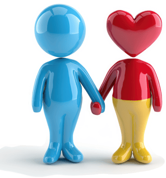 Two stylized figures holding hands, symbolizing love. png