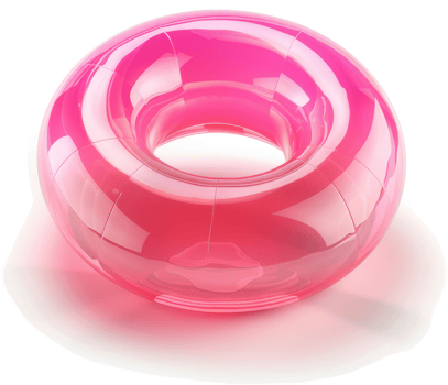 A translucent, vibrant pink inflatable ring. png