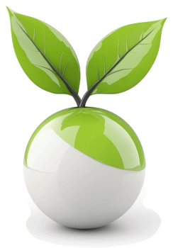 Fresh growth emerging from a sphere, representing sustainability. png
