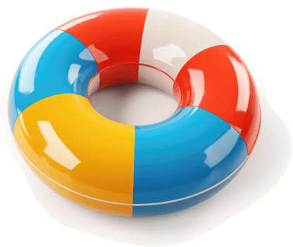 Vibrant, colorful inflatable ring for summer fun. png