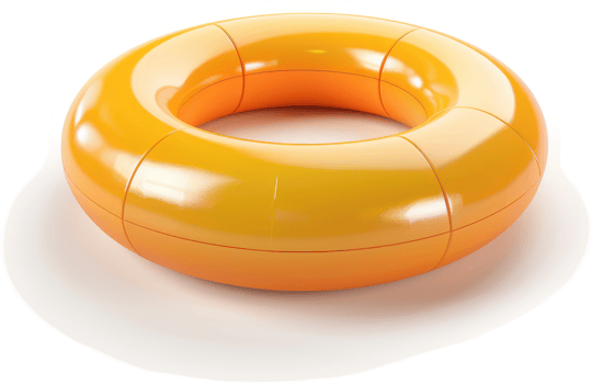 Bright orange inflatable ring for water activities. png