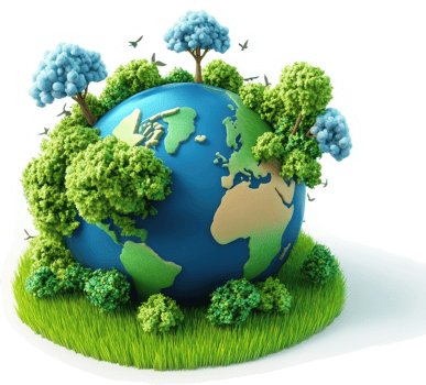 Lush greenery adorns a vibrant earth globe. png