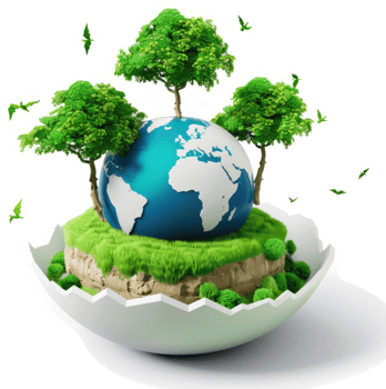 Earth nestled within a protective egg shell, symbolizing nurturing. png