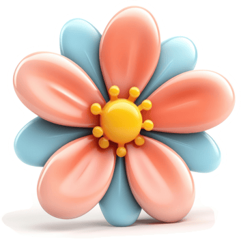 A vibrant, three-dimensional flower design. png
