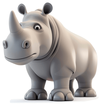 Cartoon rhinoceros illustration, front view. png