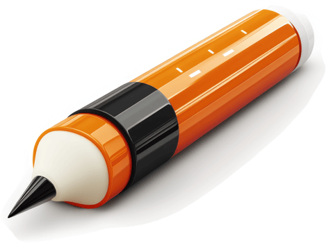 Orange and white writing instrument with a pointed tip. png