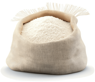 Light-colored flour nestled within a natural burlap sack. png