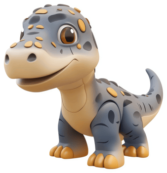 Cute, cartoonish dinosaur toy figure. png