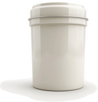 Empty cream-colored cylindrical metal container. png