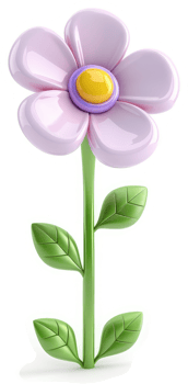 Playful, pastel flower with cheerful leaves. png