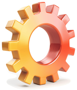 Vivid gradient gear symbol for technical illustration. png