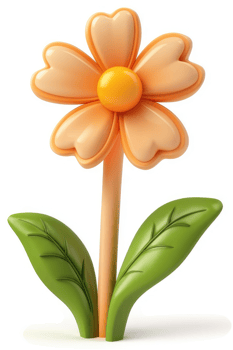 Cheerful, cartoonish illustration of a flower. png