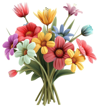 Vibrant floral bouquet with assorted blossoms. png