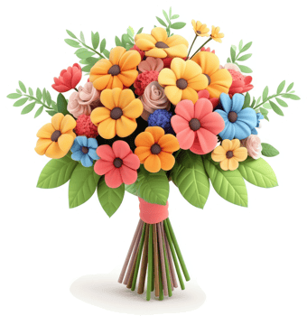 Colorful floral bouquet design with vibrant blossoms. png