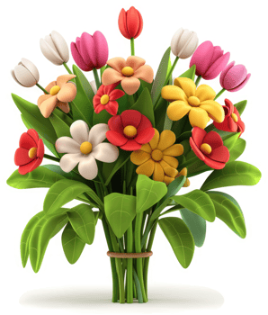 Colorful spring bouquet of tulips and flowers. png