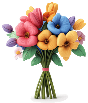 Vibrant floral bouquet, a collection of colorful blossoms. png