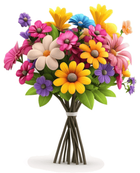 Vibrant bouquet of multicolored flowers. png