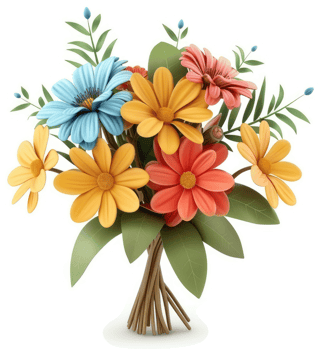 Vibrant floral bouquet of cheerful blossoms. png